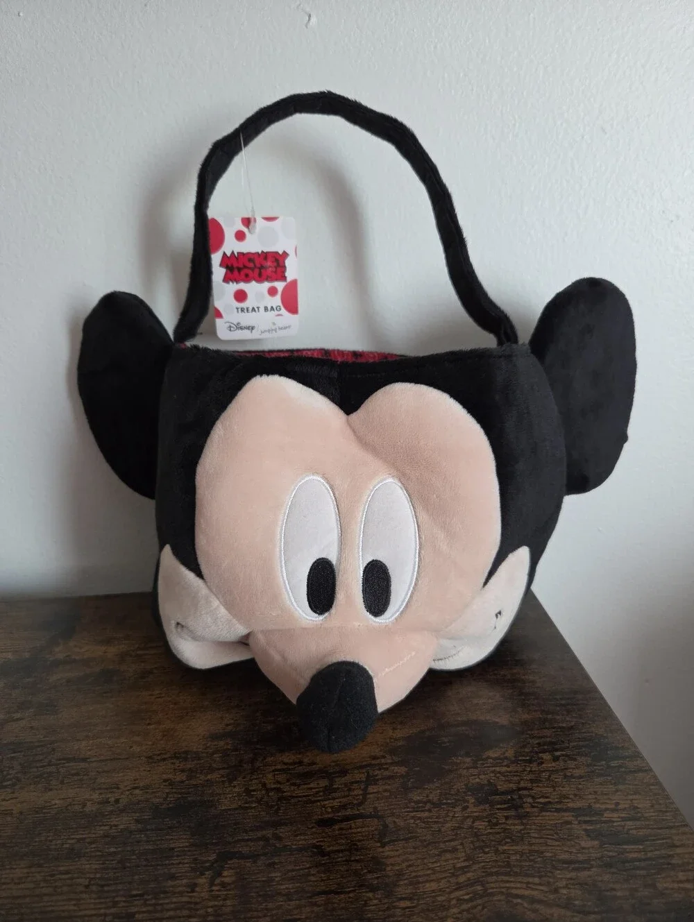 Disney Jumping Beans Mickey Mouse Black Plush Kids Treat Bag Halloween Easter